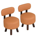Small Footrest Stools Set of 2 Round Ottoman with Backrest by LJGDeals