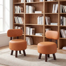 Small Footrest Stools Set of 2 Round Ottoman with Backrest by LJGDeals