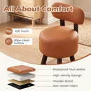 Small Footrest Stools Set of 2 Round Ottoman with Backrest by LJGDeals
