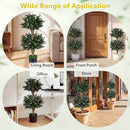 2 Pack 36" Artificial Double Ball Boxwood Topiary Tree with 41 Blossoms by LJGDeals