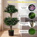 2 Pack 36" Artificial Double Ball Boxwood Topiary Tree with 41 Blossoms by DirectDeals