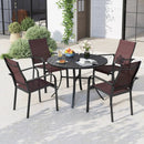 5 Pieces Patio Dining Set for 4 42.5 inch Outdoor Round Metal Table by LJGDeals