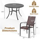 5 Pieces Patio Dining Set for 4 42.5 inch Outdoor Round Metal Table by DirectDeals