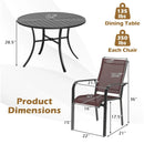 5 Pieces Patio Dining Set for 4 42.5 inch Outdoor Round Metal Table by LJGDeals