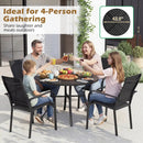 5 Pieces Patio Dining Set for 4 42.5 inch Outdoor Round Metal Table by LJGDeals