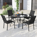 5 Pieces Patio Dining Set for 4 42.5 inch Outdoor Round Metal Table by LJGDeals