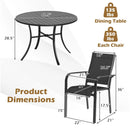 5 Pieces Patio Dining Set for 4 42.5 inch Outdoor Round Metal Table by LJGDeals