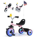 Glowing Wheels Toddler Tricycle Foldable Kids Trike with Basket and Duck Bell by LJGDeals