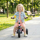 Glowing Wheels Toddler Tricycle Foldable Kids Trike with Basket and Duck Bell