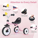 Glowing Wheels Toddler Tricycle Foldable Kids Trike with Basket and Duck Bell