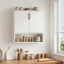 Bathroom Wall Cabinet with 2 Fluted Doors and Open Cube and Adjustable Shelf by LJGDeals