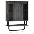 Bathroom Wall Cabinet with Sliding Barn Door and Metal Hanging Bar with 3 Hooks by LJGDeals