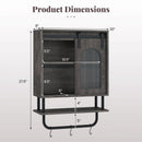 Bathroom Wall Cabinet with Sliding Barn Door and Metal Hanging Bar with 3 Hooks by DirectDeals