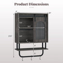 Bathroom Wall Cabinet with Sliding Barn Door and Metal Hanging Bar with 3 Hooks by LJGDeals