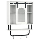 Bathroom Wall Cabinet with Sliding Barn Door and Metal Hanging Bar with 3 Hooks by LJGDeals
