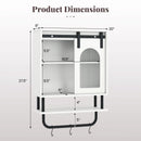 Bathroom Wall Cabinet with Sliding Barn Door and Metal Hanging Bar with 3 Hooks by LJGDeals