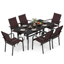 7-Piece Patio Dining Set for 6 with Rectangle Metal Table and Stackable Breathable Mesh Armchairs by DirectDeals
