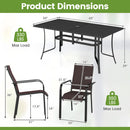 7-Piece Patio Dining Set for 6 with Rectangle Metal Table and Stackable Breathable Mesh Armchairs by LJGDeals