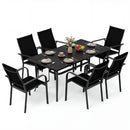 7-Piece Patio Dining Set for 6 with Rectangle Metal Table and Stackable Breathable Mesh Armchairs by LJGDeals