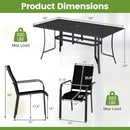 7-Piece Patio Dining Set for 6 with Rectangle Metal Table and Stackable Breathable Mesh Armchairs by DirectDeals
