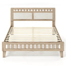 Queen Wood Bed Frame with Upholstered Headboard by DirectDeals