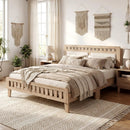 Queen Wood Bed Frame with Upholstered Headboard by LJGDeals