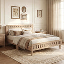 Queen Wood Bed Frame with Upholstered Headboard by LJGDeals
