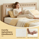 Queen Wood Bed Frame with Upholstered Headboard by LJGDeals