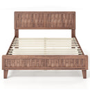 Mid Century Queen Size Bed Frame with Woven Accent Headboard by DirectDeals