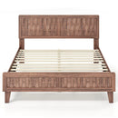 Mid Century Queen Size Bed Frame with Woven Accent Headboard by LJGDeals