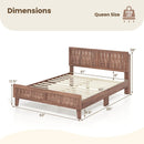 Mid Century Queen Size Bed Frame with Woven Accent Headboard by LJGDeals