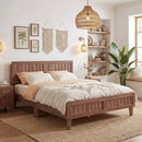 Mid Century Queen Size Bed Frame with Woven Accent Headboard by LJGDeals