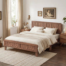 Mid Century Queen Size Bed Frame with Woven Accent Headboard by LJGDeals