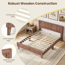 Mid Century Queen Size Bed Frame with Woven Accent Headboard by LJGDeals