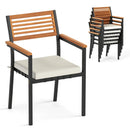 Stackable Patio Dining Chairs Set of 6 with Cushions by LJGDeals