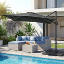 Offset Hanging Patio Umbrella 11x9 ft with 220 lb Base by LJGDeals