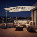 10 FT Cantilever Patio Umbrella with Solar LED Lights & Base by LJGDeals