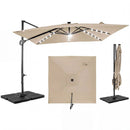 10 FT Cantilever Patio Umbrella with Solar LED Lights & Base by DirectDeals