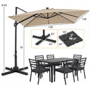 10 FT Cantilever Patio Umbrella with Solar LED Lights & Base by LJGDeals