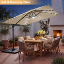 10 FT Cantilever Patio Umbrella with Solar LED Lights & Base by LJGDeals