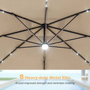 10 FT Cantilever Patio Umbrella with Solar LED Lights & Base by LJGDeals
