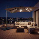10 FT Cantilever Patio Umbrella with Solar LED Lights & Base by LJGDeals