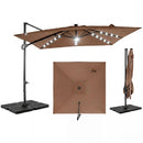 10 FT Cantilever Patio Umbrella with Solar LED Lights & Base by LJGDeals