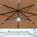 10 FT Cantilever Patio Umbrella with Solar LED Lights & Base by DirectDeals