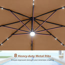 10 FT Cantilever Patio Umbrella with Solar LED Lights & Base by LJGDeals