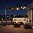 10 FT Cantilever Patio Umbrella with Solar LED Lights & Base by LJGDeals