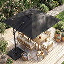 10 FT Cantilever Patio Umbrella with Solar LED Lights & Base by LJGDeals