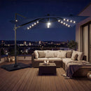 10 FT Cantilever Patio Umbrella with Solar LED Lights & Base by LJGDeals
