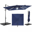 10 FT Cantilever Patio Umbrella with Solar LED Lights & Base by LJGDeals