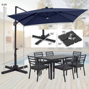 10 FT Cantilever Patio Umbrella with Solar LED Lights & Base by LJGDeals